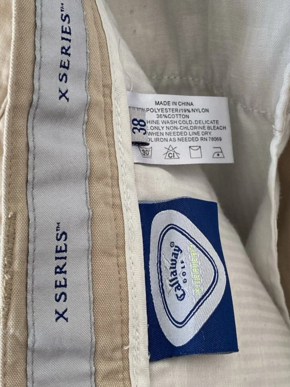 Callaway X Series Golf Shorts Men 38 Tan Pleated Front Performance Casual